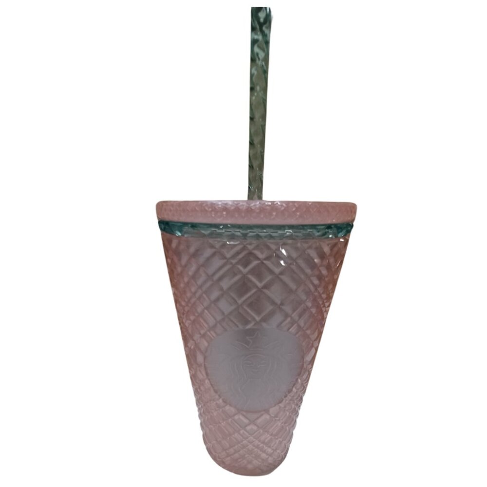 Starbucks 2023 Summer Jeweled Pearl Pink & Translucent Green Accents Grande 16oz